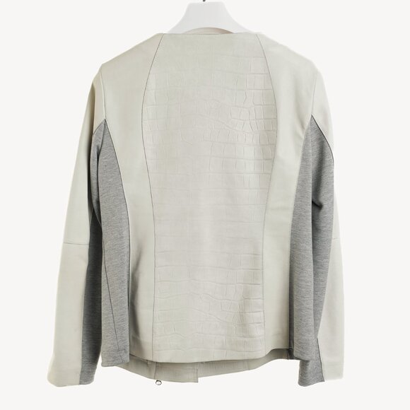 Escada Lilly Off-White Croc-Embossed Leather Panelled Jacket - Picture 2 of 11